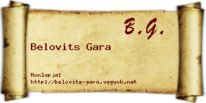 Belovits Gara névjegykártya